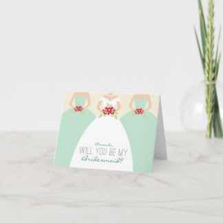 Will You Be My Bridesmaid Card (mint green)