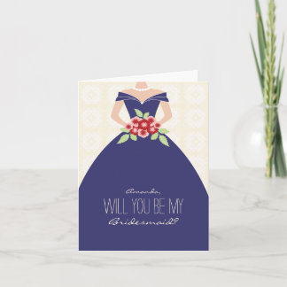 Will You Be My Bridesmaid Card (navy blue)