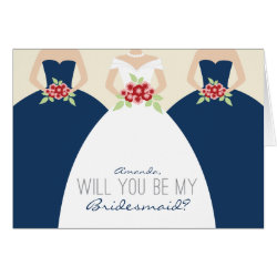 Will You Be My Bridesmaid Card (navy blue)