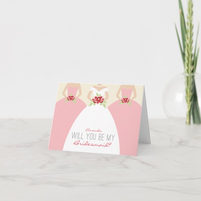 Will You Be My Bridesmaid Card (pink) (Front)