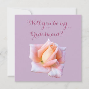 Will you be my bridesmaid card, pink rose phot invitation