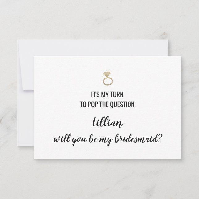 Will You Be My Bridesmaid Card - Pop The Question (Front)