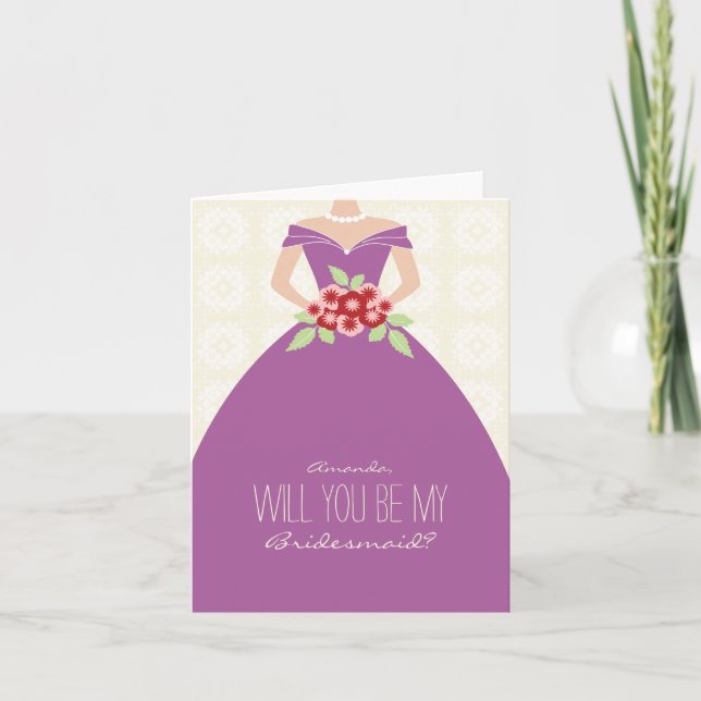 Will You Be My Bridesmaid Card (radiant orchid) (Front)