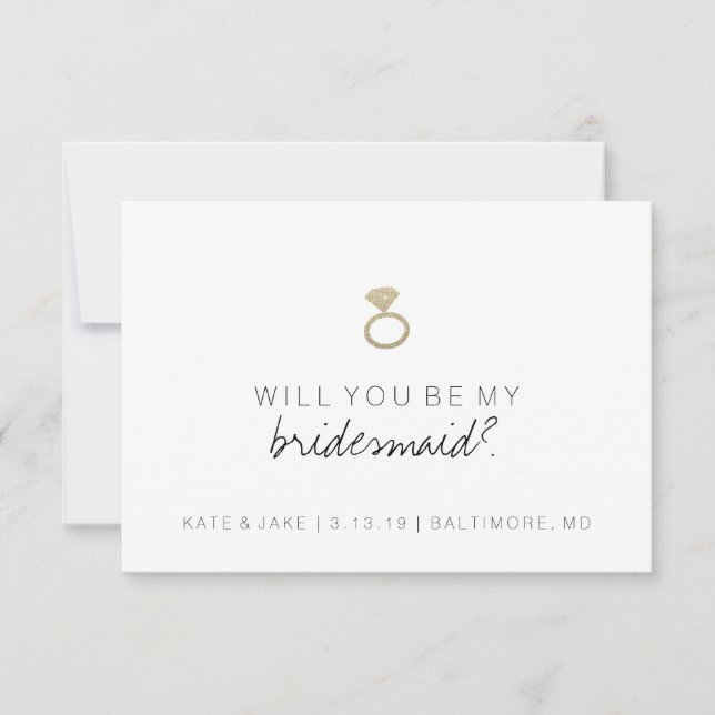 Will You Be My Bridesmaid Card - Ring (Front)