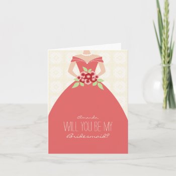 Will You Be My Bridesmaid Card (rose) by TheWeddingShoppe at Zazzle
