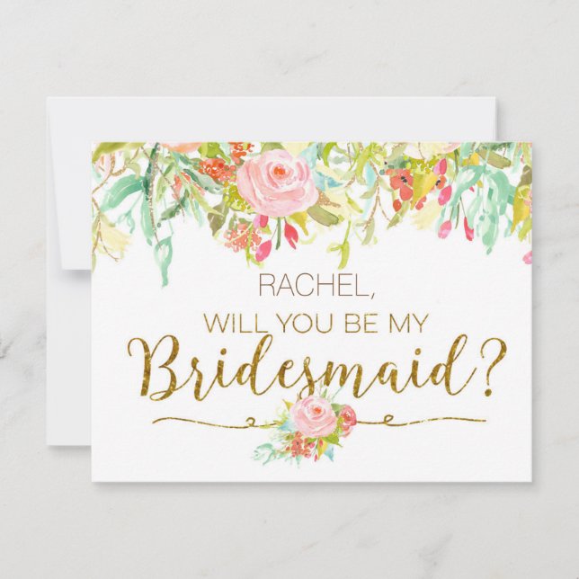 Will You Be My Bridesmaid Card Rose Garden (Front)