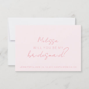Will You Be My Bridesmaid Card - Script Pink