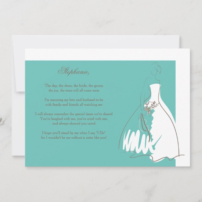 Will You Be My Bridesmaid Card Teal (Front)