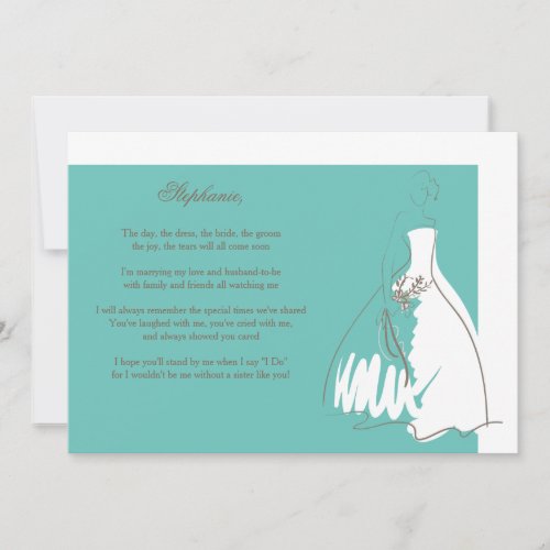 Will You Be My Bridesmaid Card Teal
