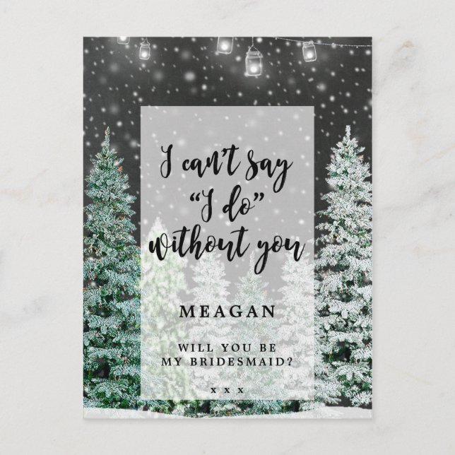 Will you be my bridesmaid card winter snow (Front)