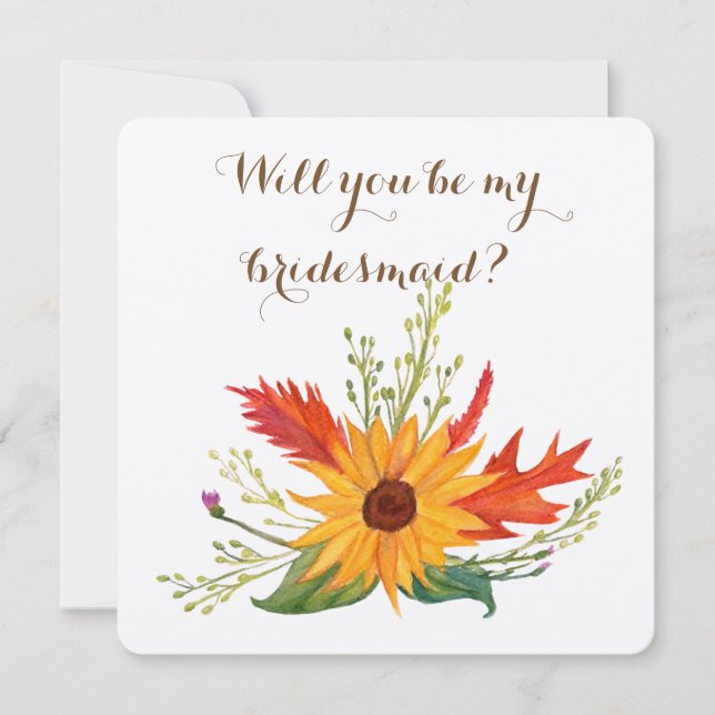 Will you be my  bridesmaid card with sunflower (Front)
