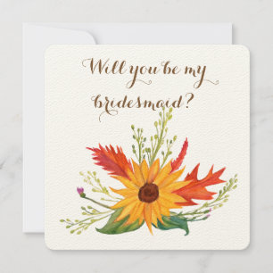 Will you be my bridesmaid card with sunflower