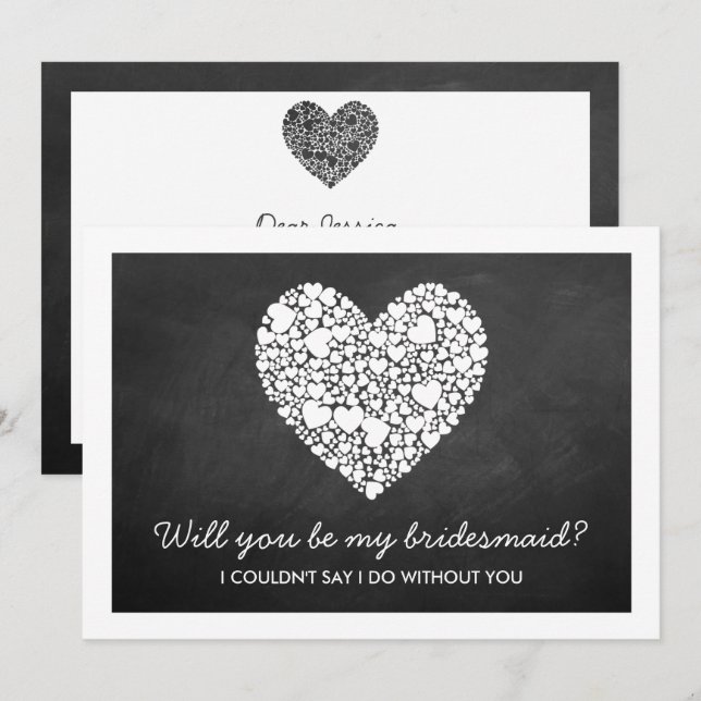 Will You Be My Bridesmaid? Chalkboard Heart Card (Front/Back)