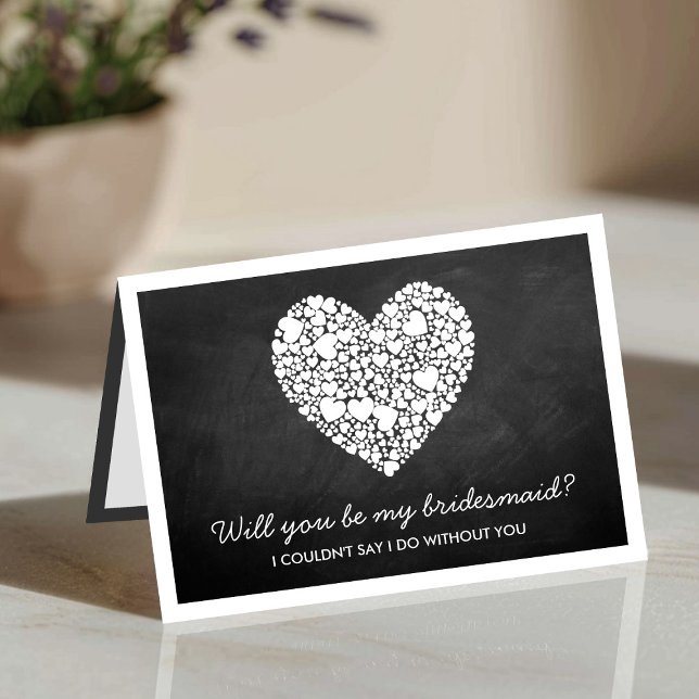 Will You Be My Bridesmaid? Chalkboard Heart Card (Creator Uploaded)