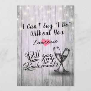 Will You Be My Bridesmaid Champagne Glasses Wood Invitation