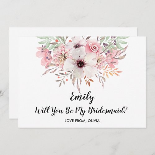 Will You Be My Bridesmaid Chic Floral Card