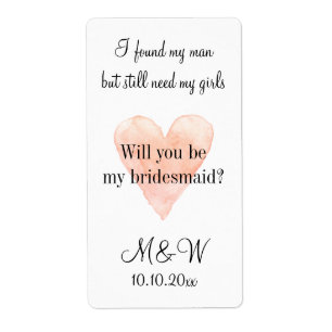 Will you be my bridesmaid chic wine bottle labels