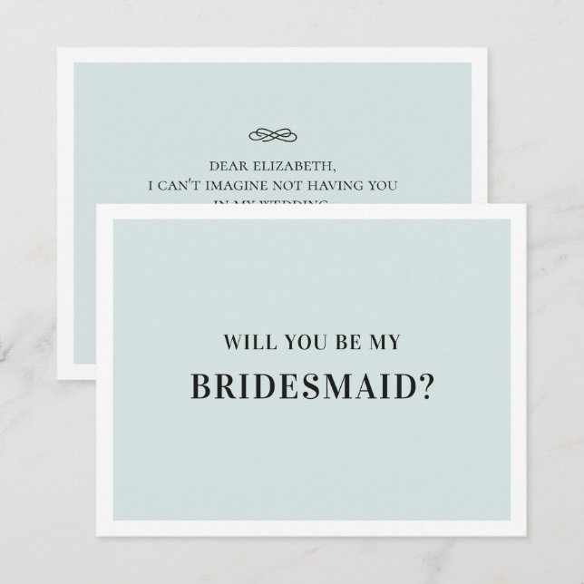 Will you be my bridesmaid. Classic gray and blue Invitation (Front/Back)
