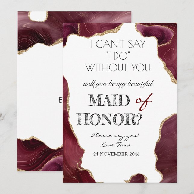 will you be my bridesmaid classy card white (Front/Back)
