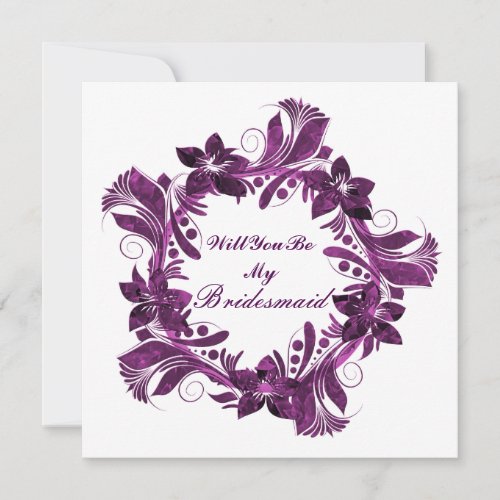 Will You Be My Bridesmaid Colorful Floral Pattern Invitation