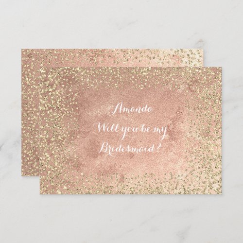 Will You Be My Bridesmaid  Copper Gold Confetti Invitation