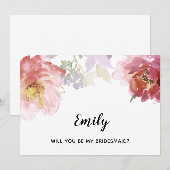 Will You Be My Bridesmaid? Country Flowers Card (Front/Back)