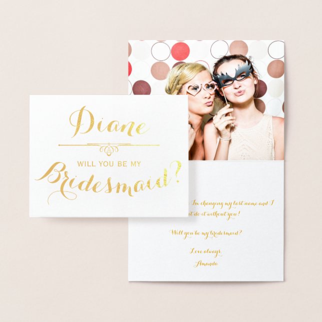 Will You Be My Bridesmaid? Cursive Personalized Foil Card (Display)