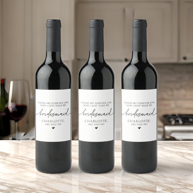 Will You Be My Bridesmaid? Custom Wine Label (bridesmaid wine bottle label, bridesmaid proposal label, personalized bridesmaid label, custom name)
