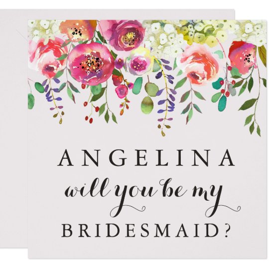 Will You Be My Bridesmaid Customizable Card Floral | Zazzle.com