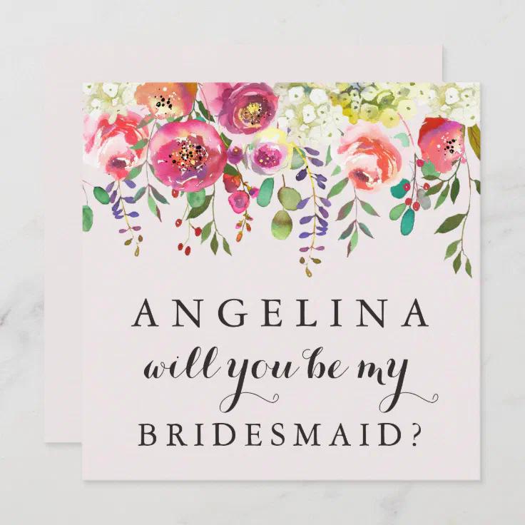 Will You Be My Bridesmaid Customizable Card Floral | Zazzle