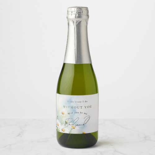 will you be my bridesmaid daisies sparkling wine label