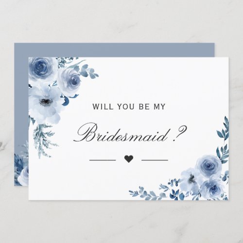 Will You Be My Bridesmaid Dusty Blue Floral Invitation - This "Romantic Boho Dusty Blue Flowers - Will You Be My Bridesmaid Card" is easy to personalize to match your colors, styles and theme. For further customization, please click the "customize further" link and use our design tool to modify this template. If you need help or matching items, please contact me.