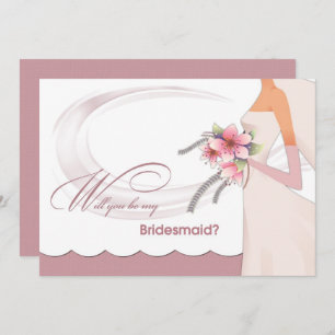 Will you be my Bridesmaid? Dusty Rose  Invitation
