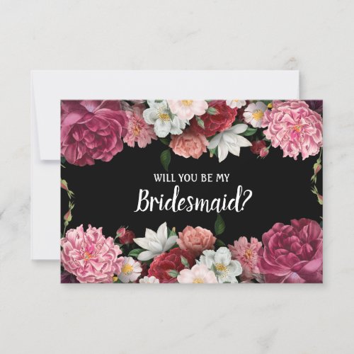 Will You Be My Bridesmaid Elegant Burgundy Flowers