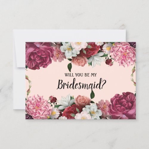 Will You Be My Bridesmaid Elegant Burgundy Flowers