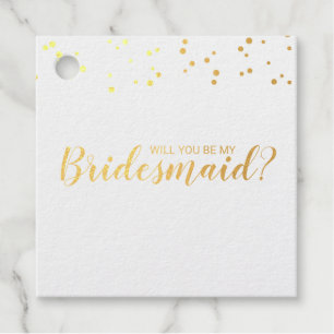 Will You Be My Bridesmaid? Elegant Gold Foil Favor Tags