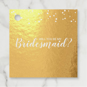 Will You Be My Bridesmaid? Elegant Gold Foil Favor Tags