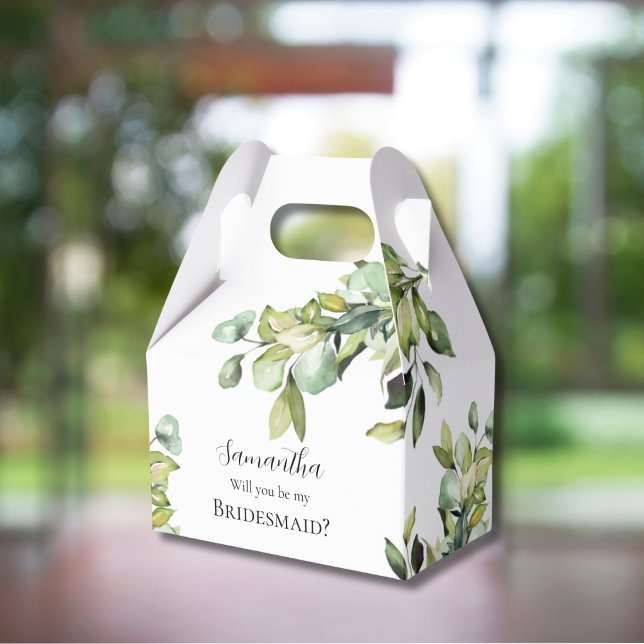 Will you be my Bridesmaid Elegant Green Botanicals Favor Boxes (Creator Uploaded)