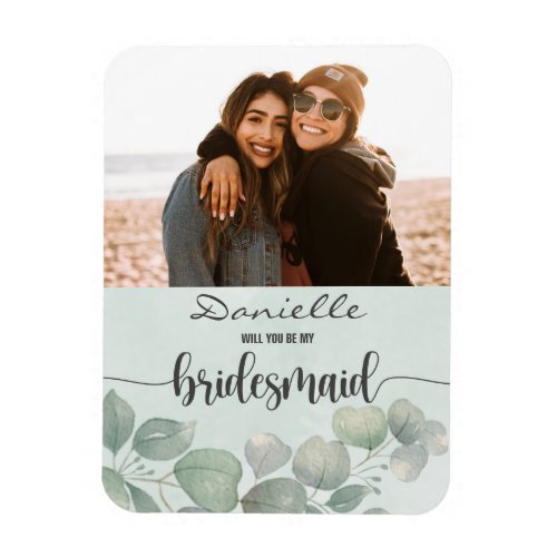 Will You Be My Bridesmaid Elegant green watercolor Magnet