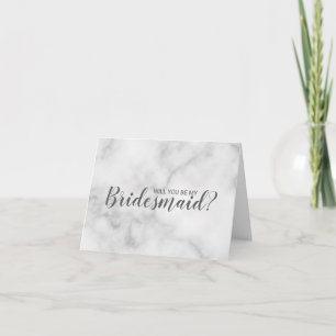 Will You Be My Bridesmaid? Elegant Marble Script Invitation