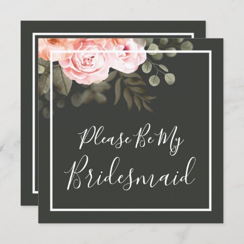 Will You Be My Bridesmaid Elegant Pink Floral Card