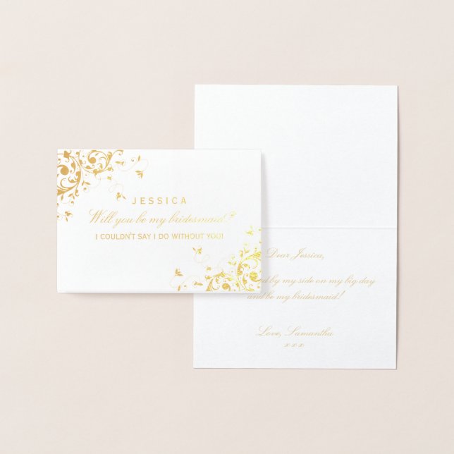 Will You Be My Bridesmaid? Elegant Swirl Foil Card (Display)