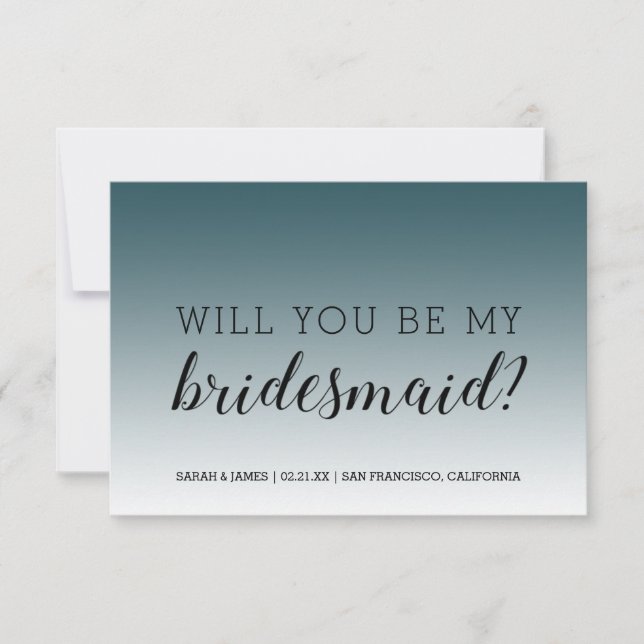 Will You Be My Bridesmaid Emerald Ombre Invitation (Front)