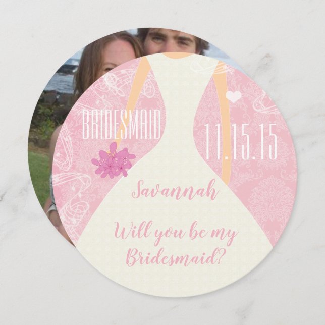 Will You Be My Bridesmaid Engagement photo on back Invitation (Front/Back)