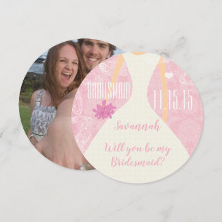 Will You Be My Bridesmaid Engagement photo on back Invitation