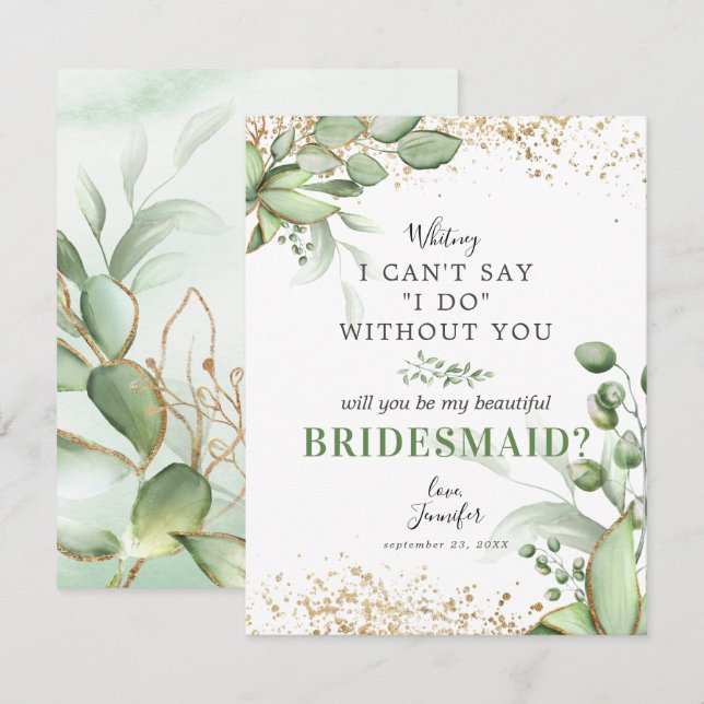 Will you be my Bridesmaid | Eucalyptus Invitation (Front/Back)