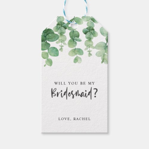 Will you be my Bridesmaid Eucalyptus Wedding Boho Gift Tags