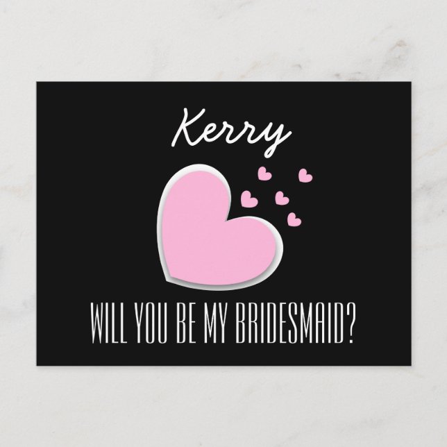 Will You Be My Bridesmaid Explosion of Hearts A01 Invitation Postcard (Front)