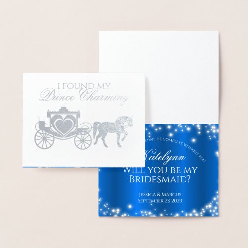 Will You Be My Bridesmaid Fairy Tale Blue Foil Car Foil Card