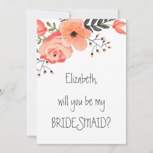 Will you be my bridesmaid Floral Blush Invitation